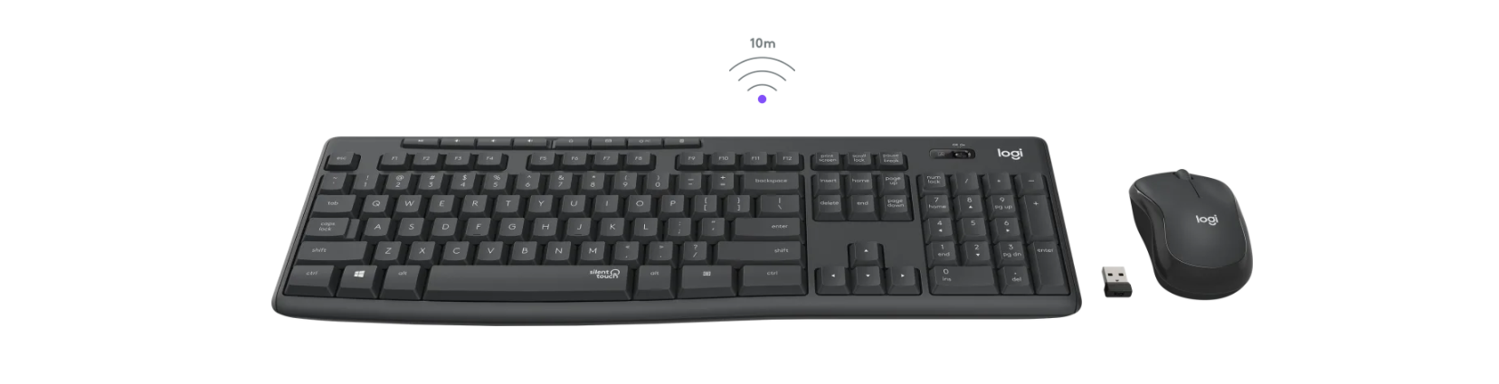 Bộ bàn phím + chuột không dây Logitech MK295 màu đen (USB/SilentTouch) sử dụng kết nối không dây ổn định